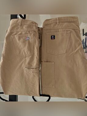 Men's Tyndale Flame Res. Tan Cargo Work Pants - Classic Straight Fit 38 x 32